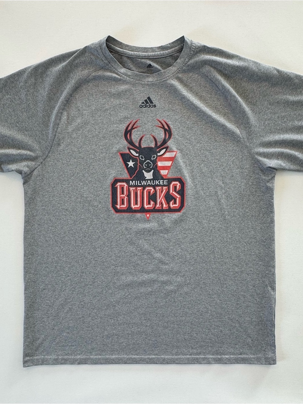 adidas Gray Milwaukee Bucks Short Sleeve Logo Tee